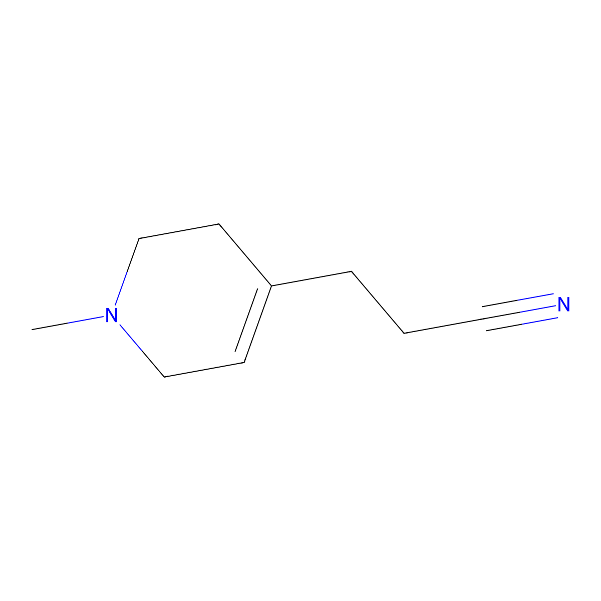 3-(1-Methyl-1,2,3,6-tetrahydropyridin-4-yl)propanenitrile molecular structure, CAS 1823322-85-5