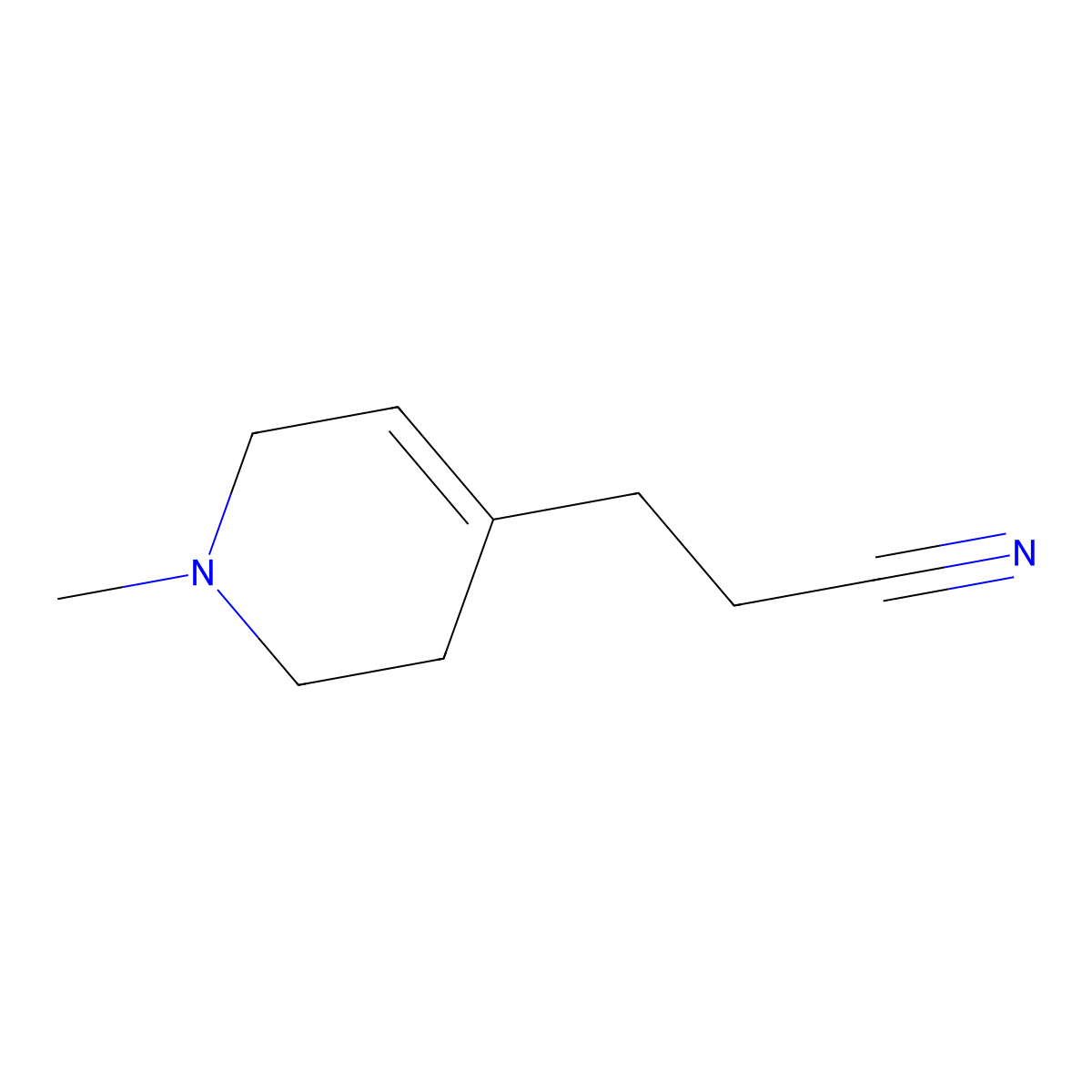 3-(1-Methyl-1,2,3,6-tetrahydropyridin-4-yl)propanenitrile molecular structure, CAS 1823322-85-5