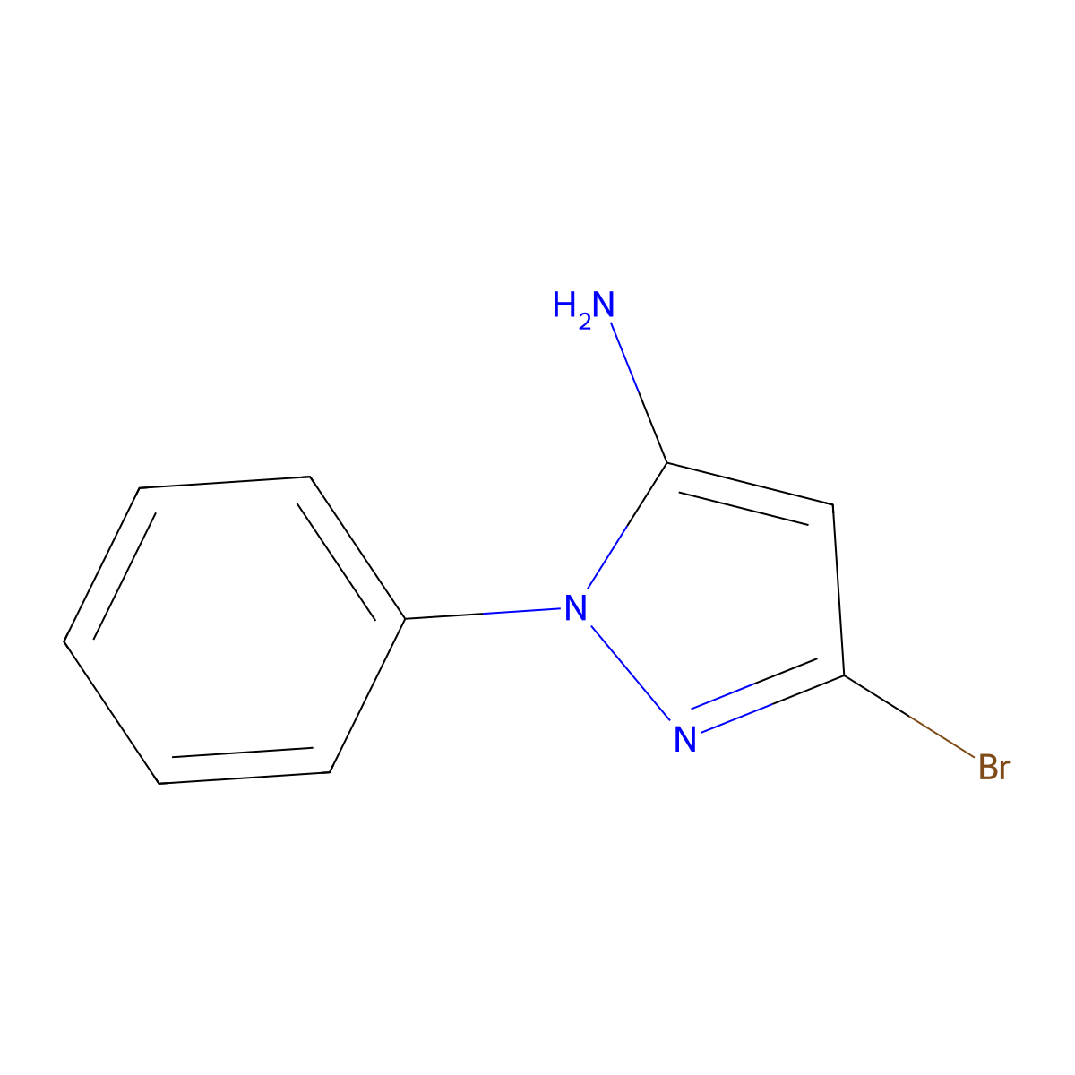 3-Bromo-1-phenyl-1H-pyrazol-5-amine molecular structure, CAS 1823322-92-4