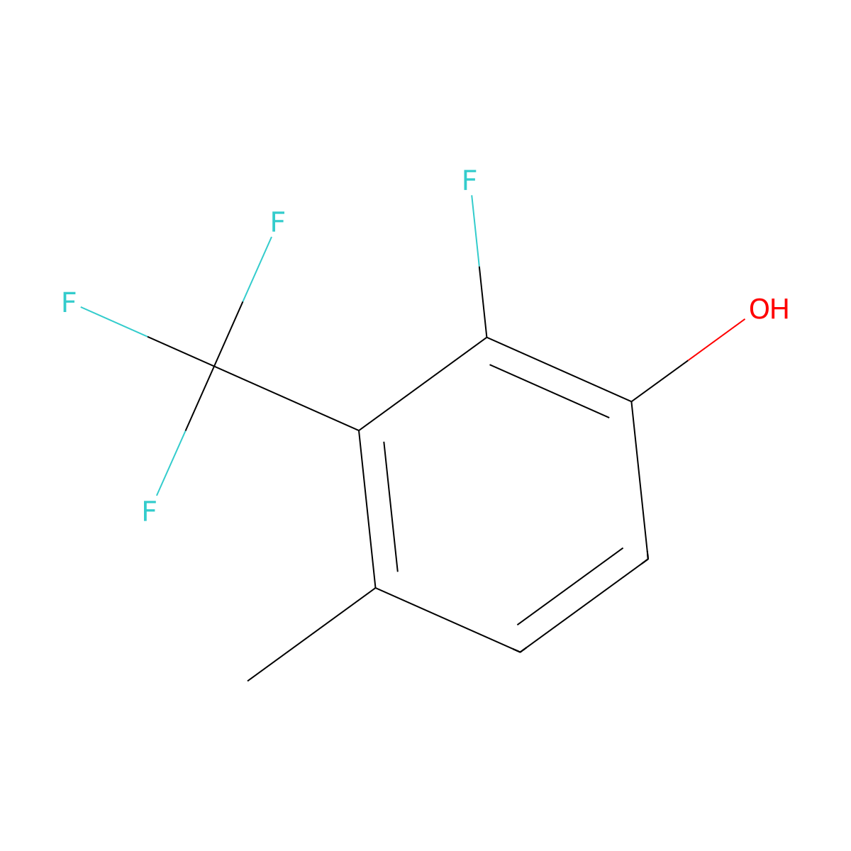 2-Fluoro-4-methyl-3-(trifluoromethyl)phenol molecular structure, CAS 1823323-63-2
