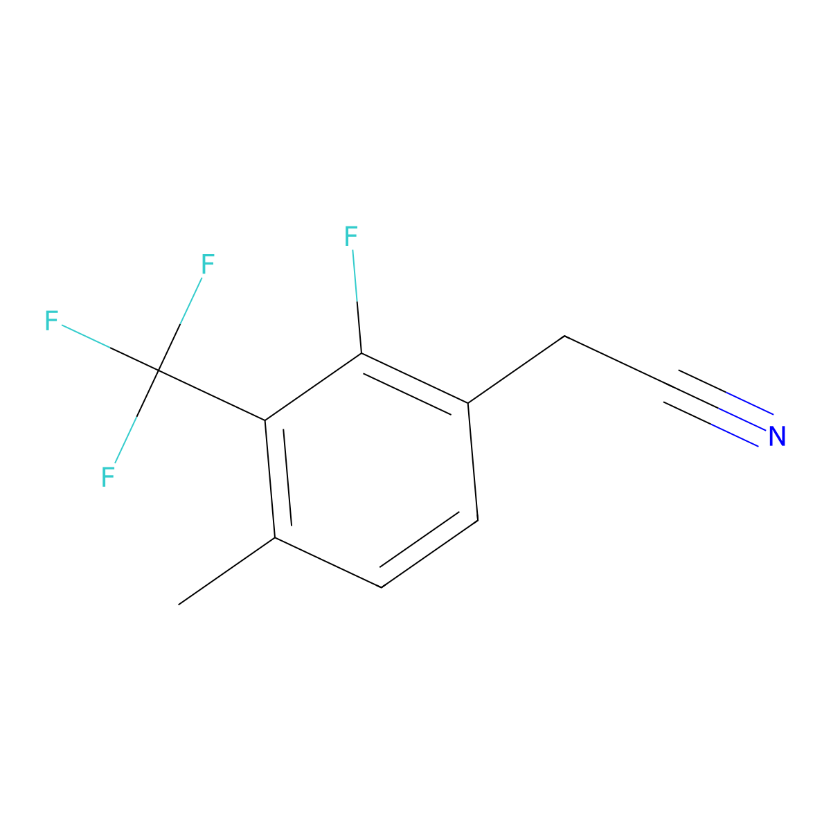 2-Fluoro-4-methyl-3-(trifluoromethyl)phenylacetonitrile molecular structure, CAS 1823323-72-3