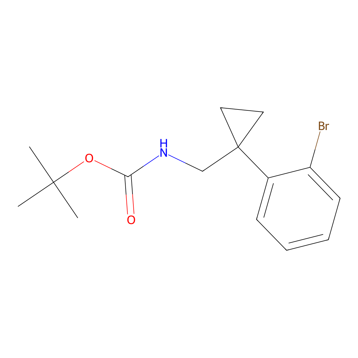 tert-butyl N-{[1-(2-bromophenyl)cyclopropyl]methyl}carbamate molecular structure, CAS 1823323-98-3