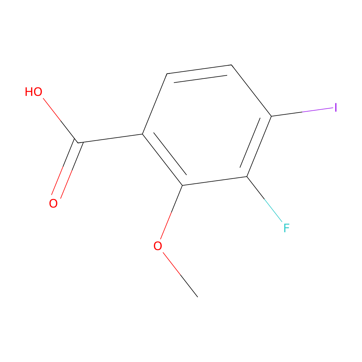 3-Fluoro-4-iodo-2-methoxybenzoic acid molecular structure, CAS 1823324-07-7