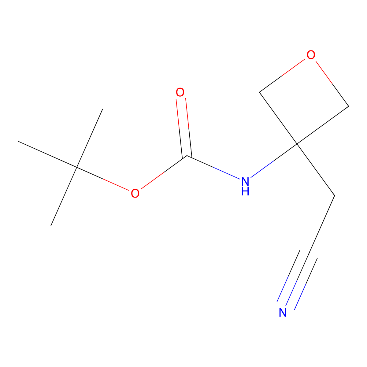 tert-Butyl (3-(cyanomethyl)oxetan-3-yl)carbamate molecular structure, CAS 1823324-59-9