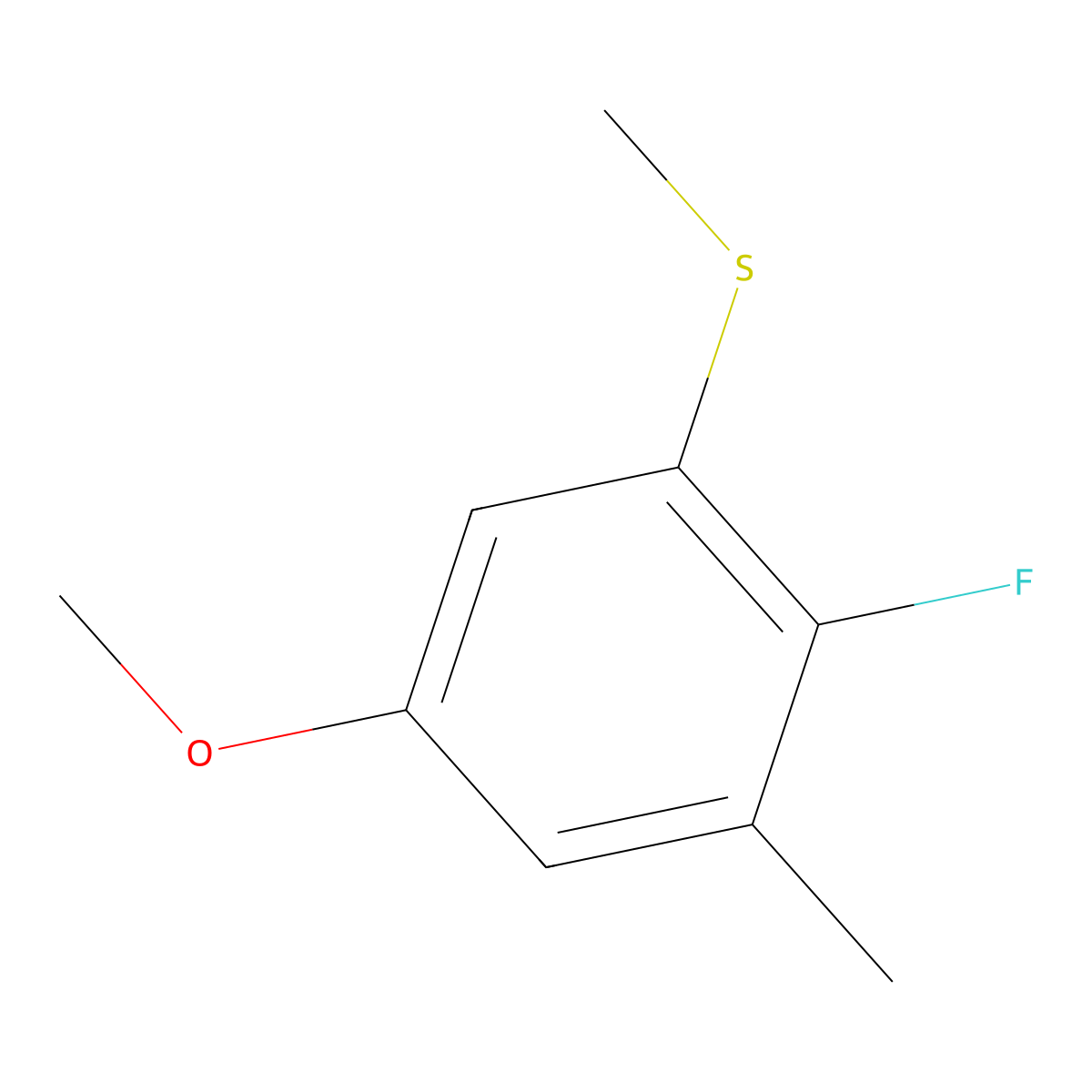 (2-Fluoro-5-methoxy-3-methylphenyl)(methyl)sulfane molecular structure, CAS 1823324-81-7