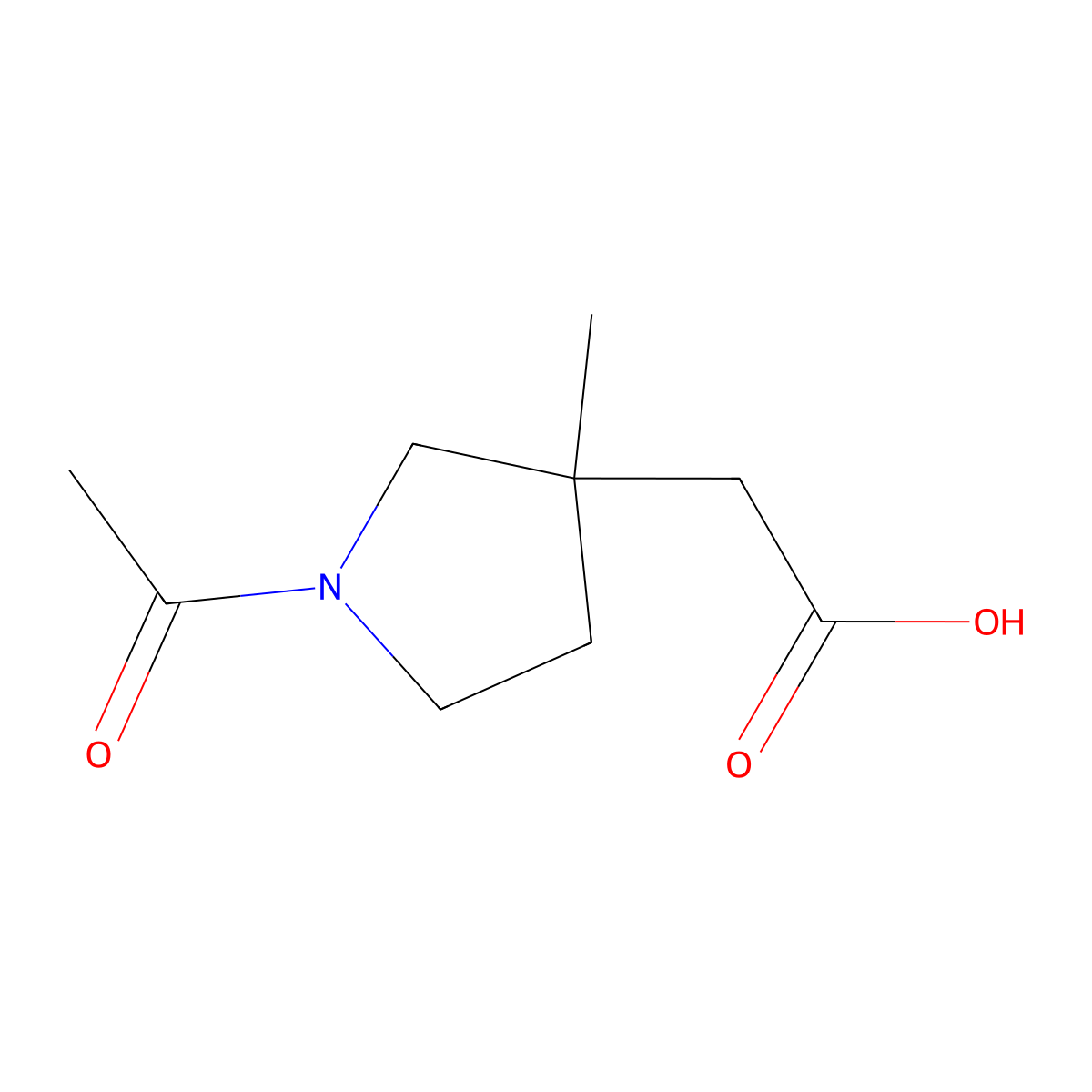 2-(1-Acetyl-3-methylpyrrolidin-3-yl)acetic acid molecular structure, CAS 1823325-05-8