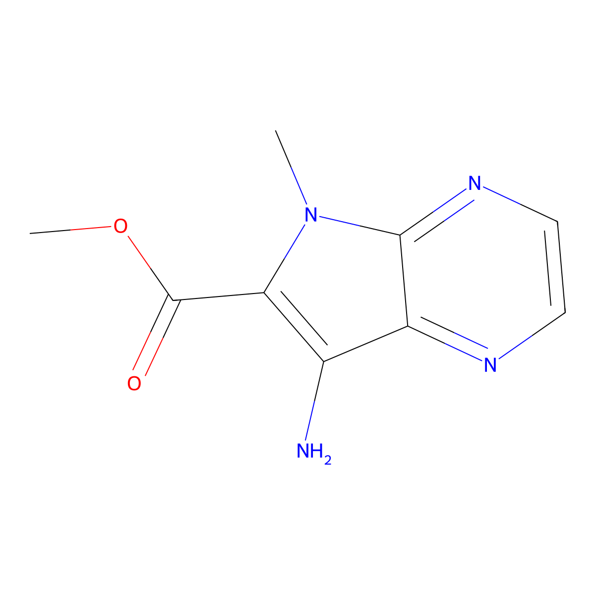 methyl 7-amino-5-methyl-5H-pyrrolo[2,3-b]pyrazine-6-carboxylate molecular structure, CAS 1823326-12-0