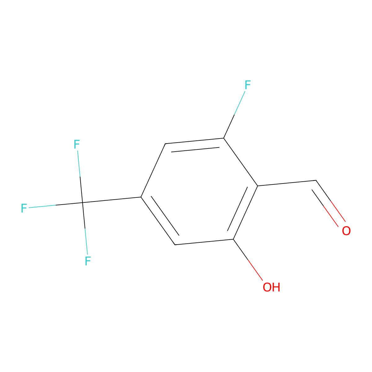 2-Fluoro-6-hydroxy-4-(trifluoromethyl)benzaldehyde molecular structure, CAS 1823327-58-7