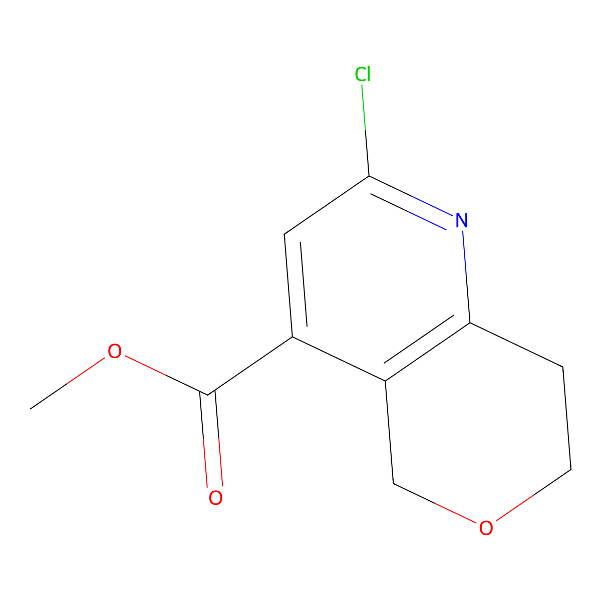 methyl 2-chloro-5H,7H,8H-pyrano[4,3-b]pyridine-4-carboxylate molecular structure, CAS 1823329-32-3