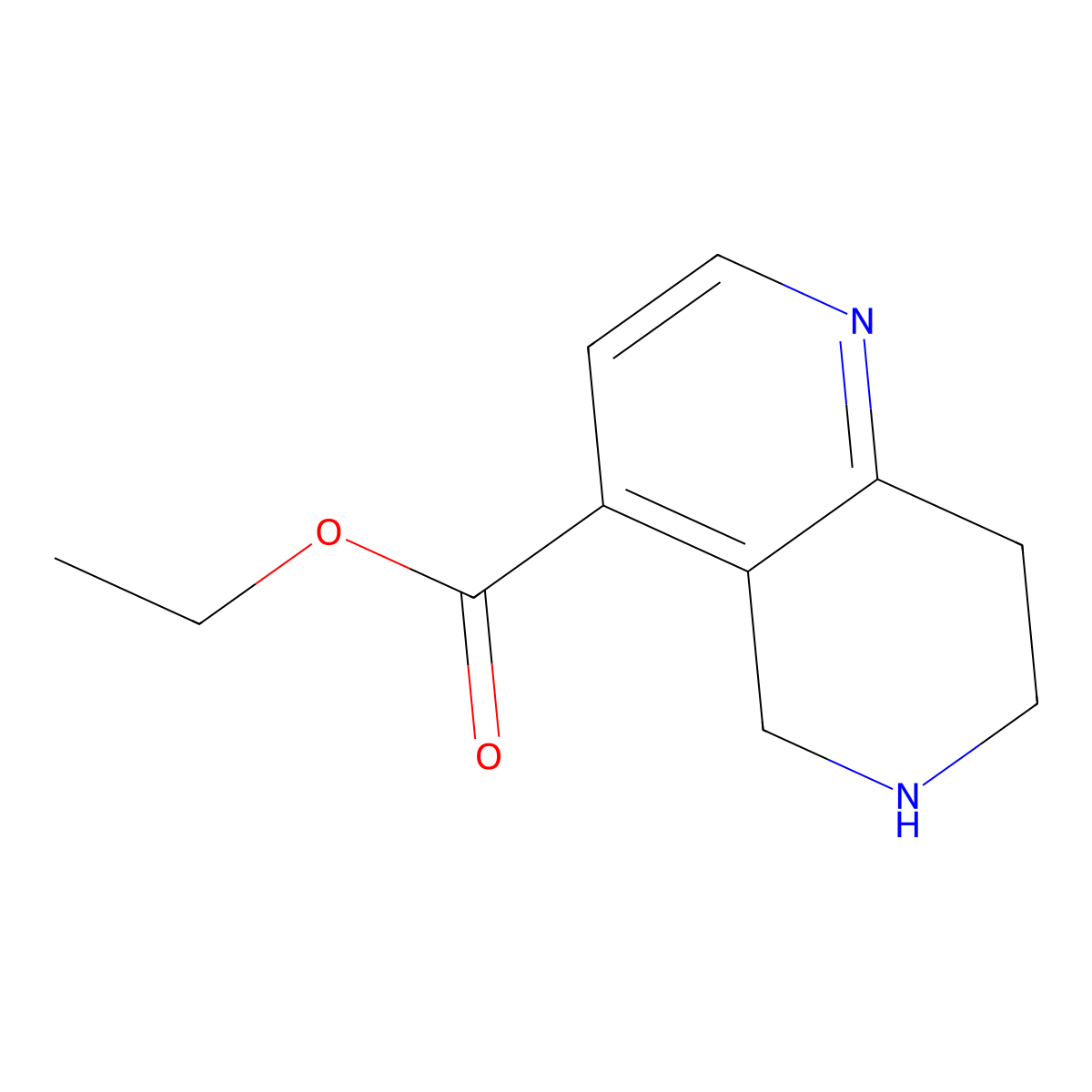 Ethyl 5,6,7,8-tetrahydro-1,6-naphthyridine-4-carboxylate molecular structure, CAS 1823329-59-4
