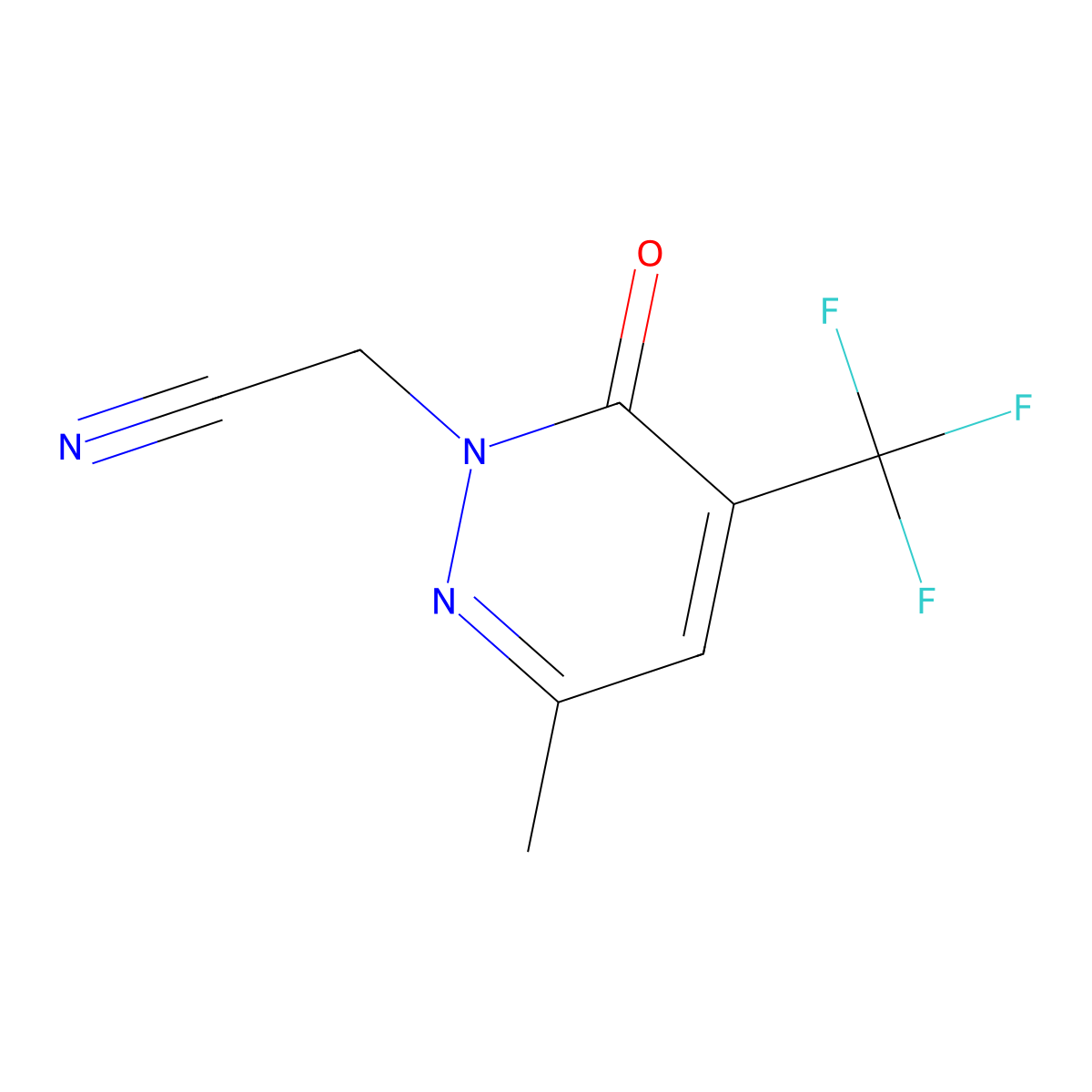 2-[3-Methyl-6-oxo-5-(trifluoromethyl)-1,6-dihydropyridazin-1-yl]acetonitrile molecular structure, CAS 1823330-10-4