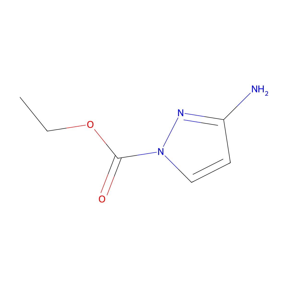 Ethyl 3-amino-1H-pyrazole-1-carboxylate molecular structure, CAS 1823330-71-7