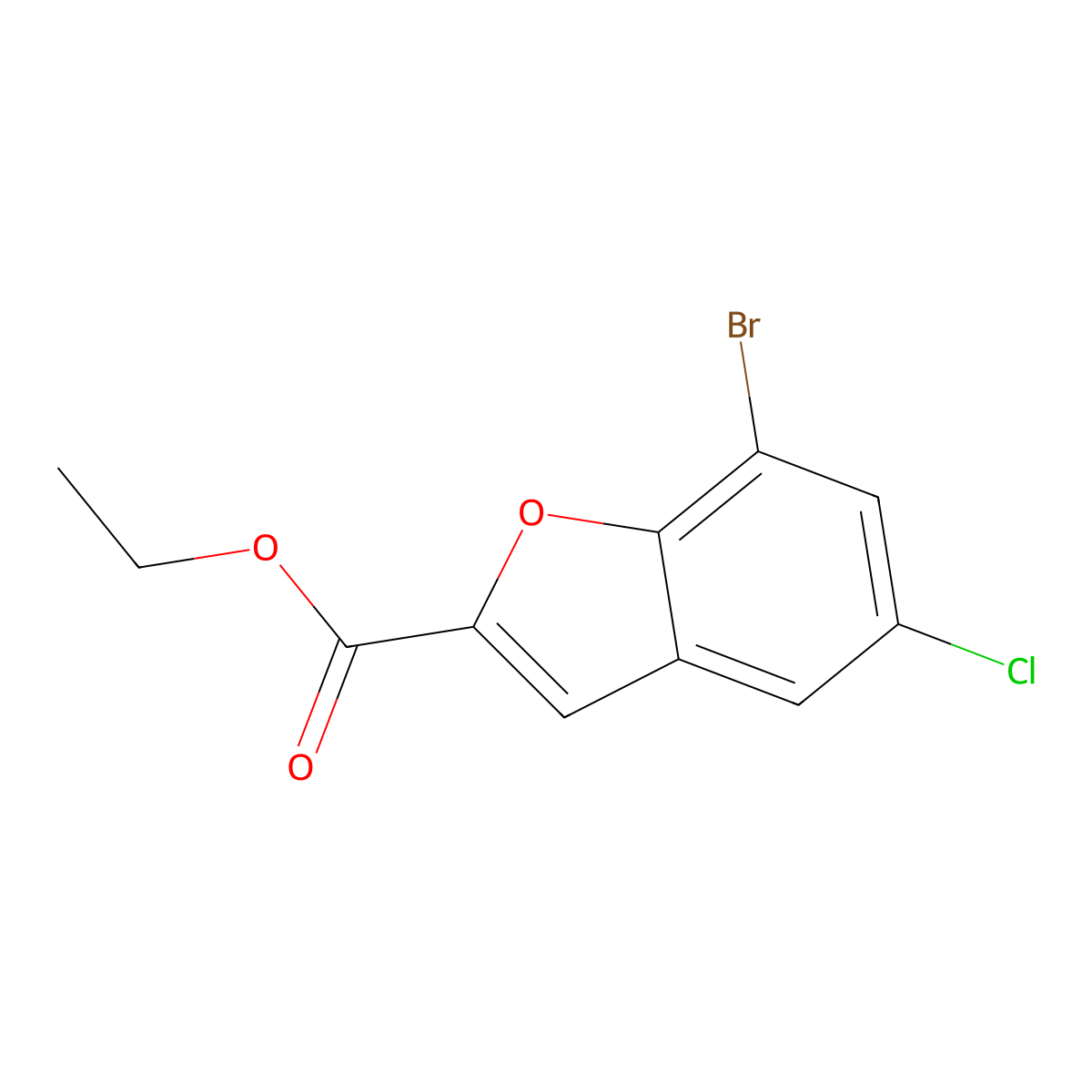 Ethyl 7-bromo-5-chloro-1-benzofuran-2-carboxylate molecular structure, CAS 1823331-46-9