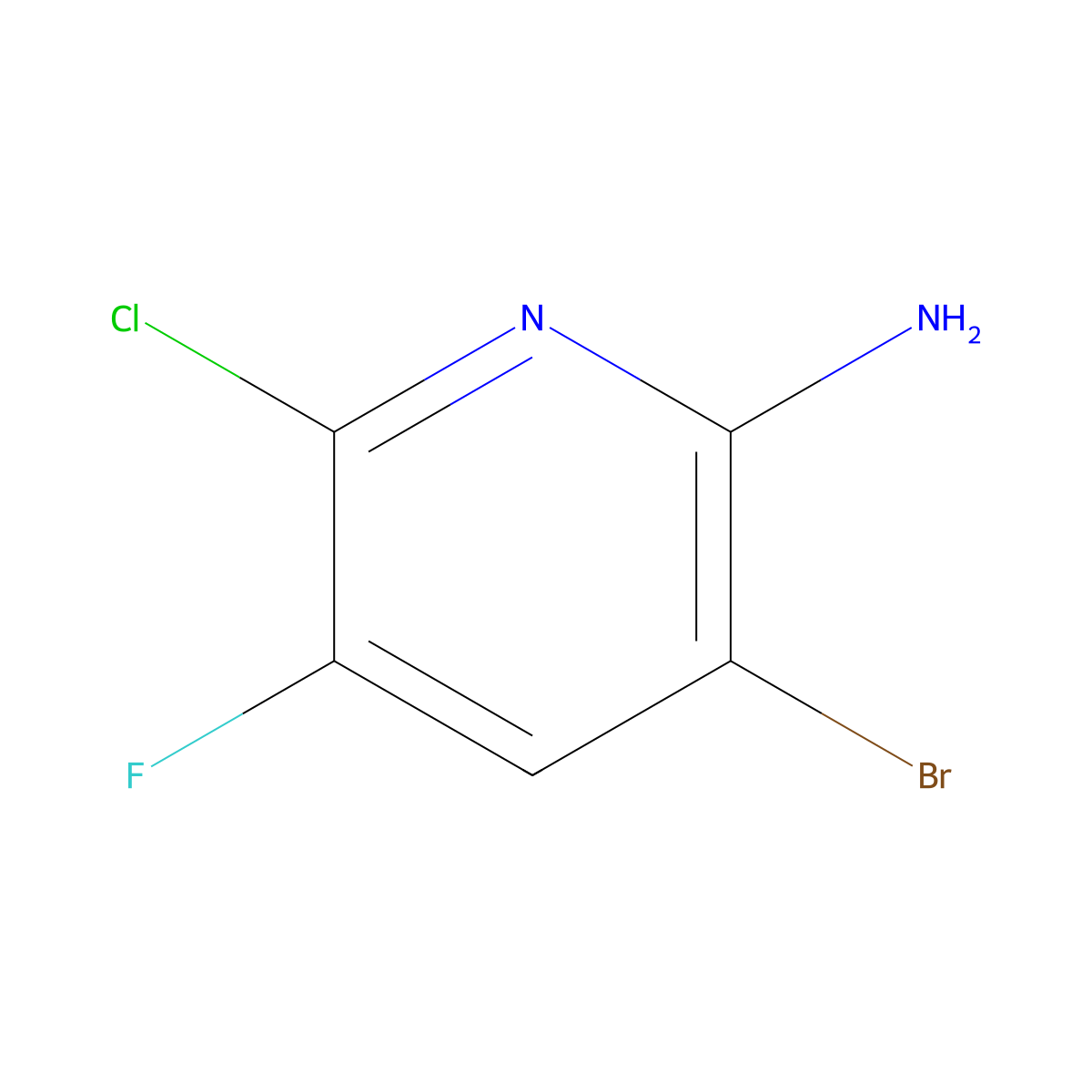 3-Bromo-6-chloro-5-fluoropyridin-2-amine molecular structure, CAS 1823333-24-9