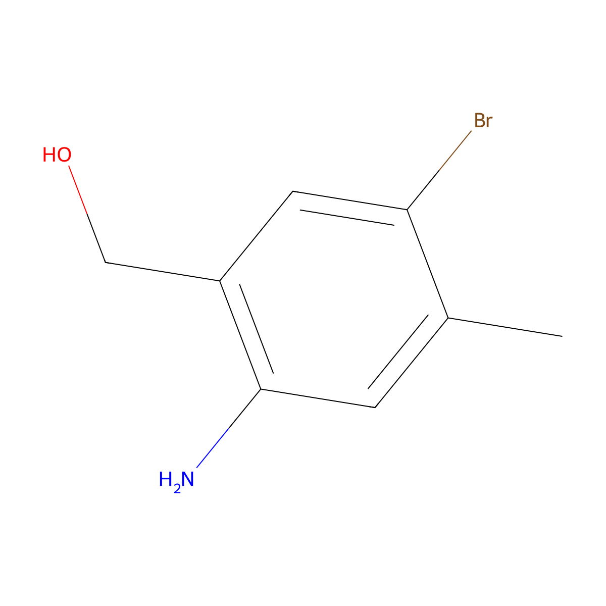 (2-Amino-5-bromo-4-methylphenyl)methanol molecular structure, CAS 1823335-27-8