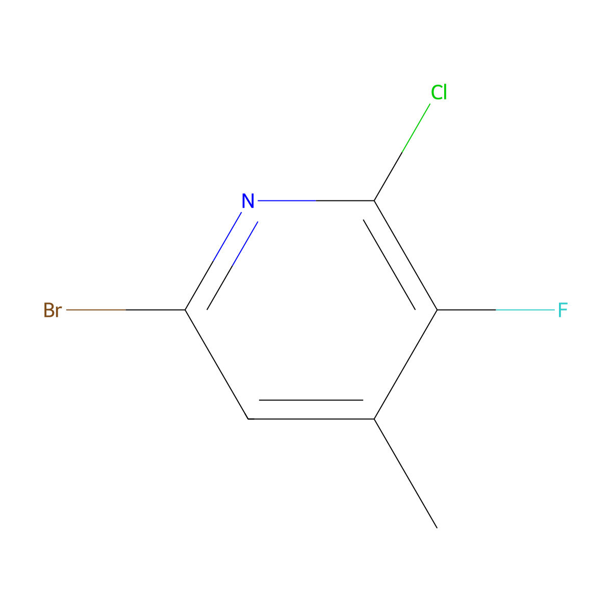 6-Bromo-2-chloro-3-fluoro-4-methylpyridine molecular structure, CAS 1823337-38-7