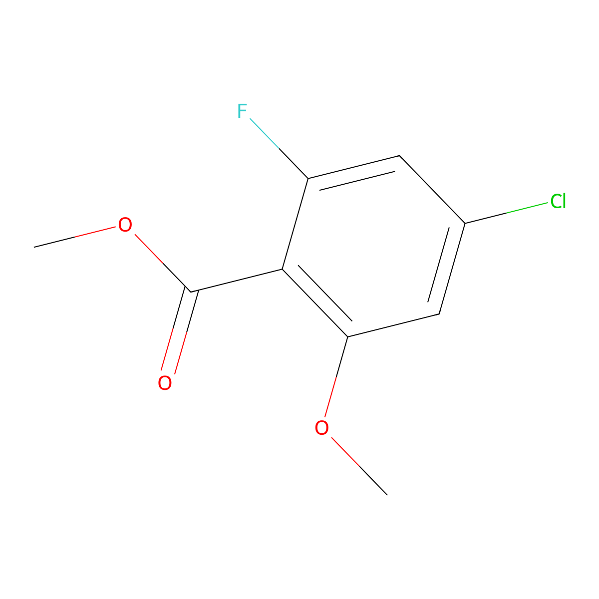 Methyl 4-chloro-2-fluoro-6-methoxybenzoate molecular structure, CAS 1823338-45-9