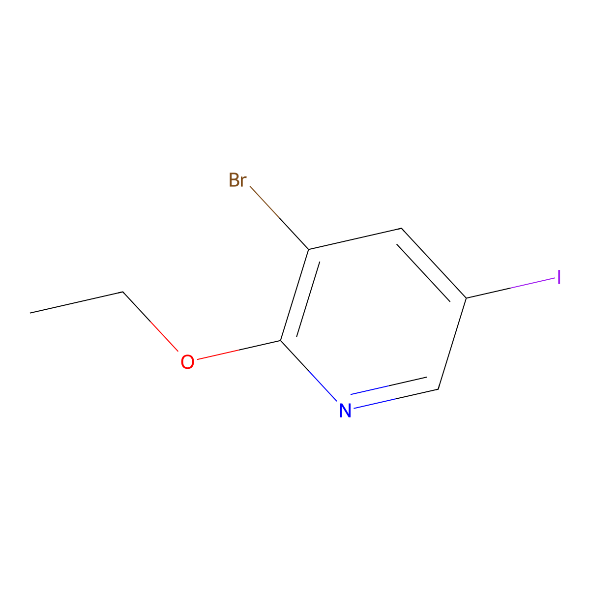 3-Bromo-2-ethoxy-5-iodopyridine molecular structure, CAS 1823339-35-0