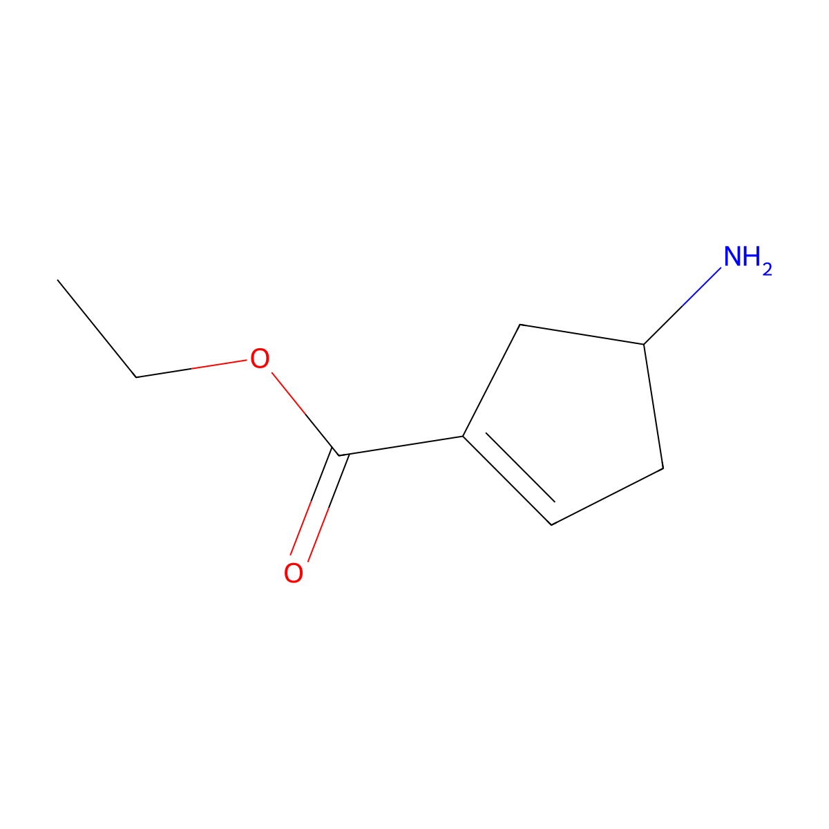 Ethyl 4-aminocyclopent-1-ene-1-carboxylate molecular structure, CAS 1823339-63-4