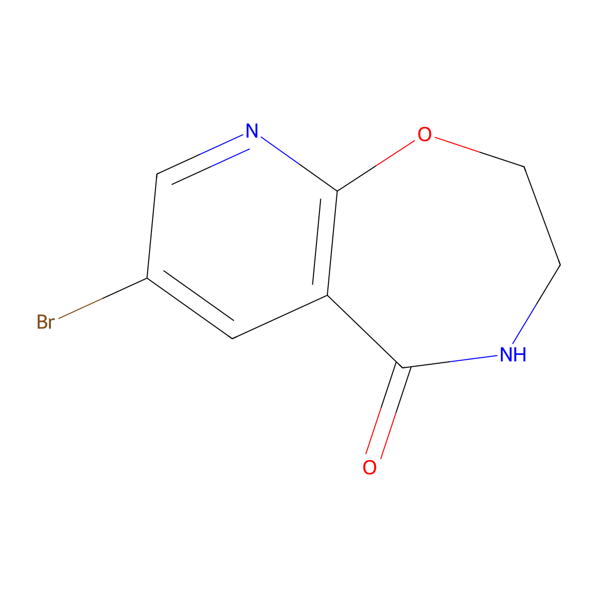 7-bromo-2H,3H,4H,5H-pyrido[3,2-f][1,4]oxazepin-5-one molecular structure, CAS 1823339-95-2