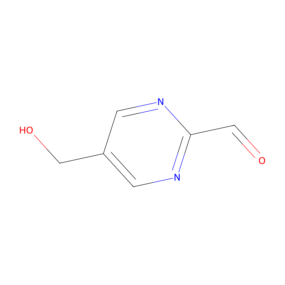 5-(Hydroxymethyl)pyrimidine-2-carbaldehyde molecular structure, CAS 1823340-44-8