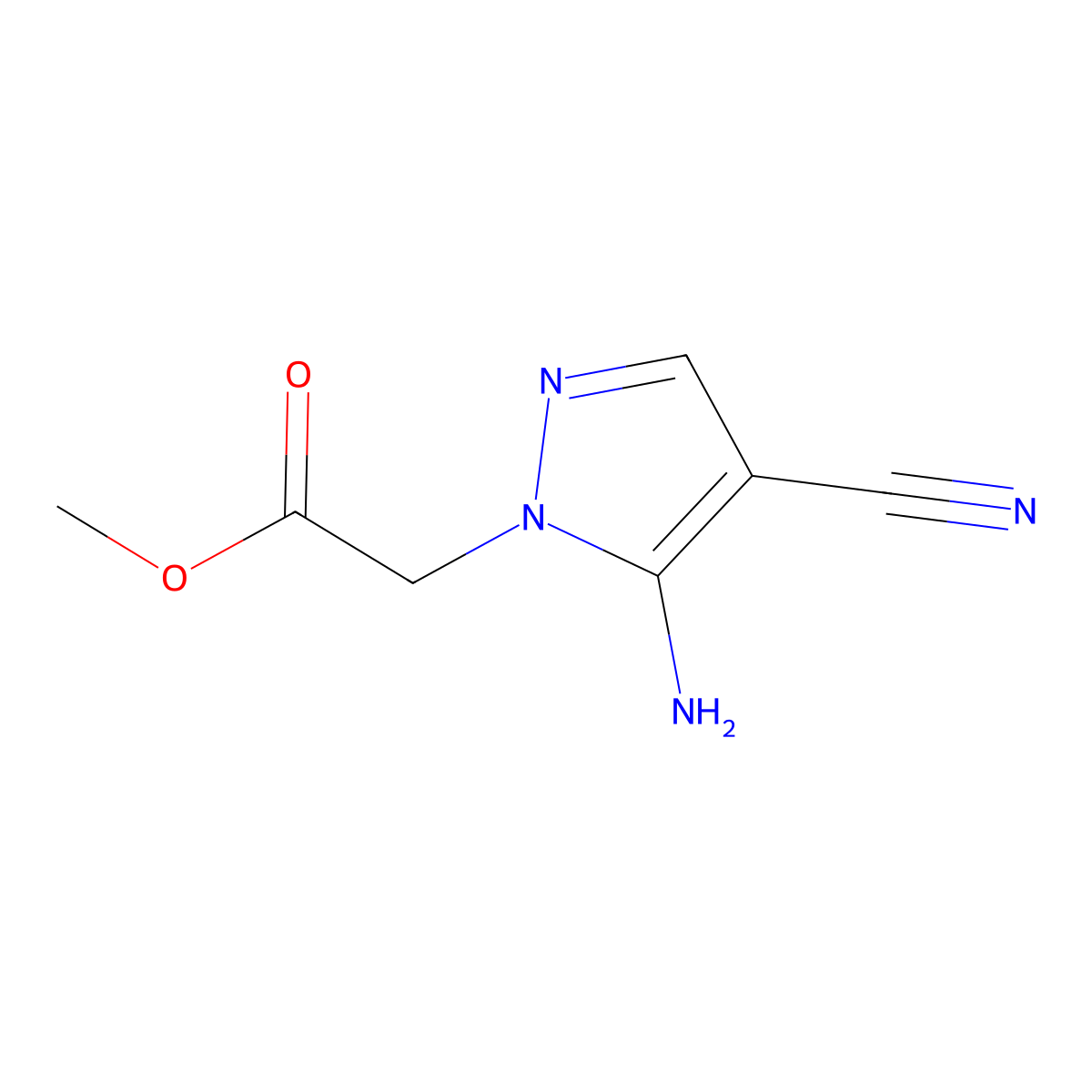 methyl 2-(5-amino-4-cyano-1H-pyrazol-1-yl)acetate molecular structure, CAS 1823342-48-8