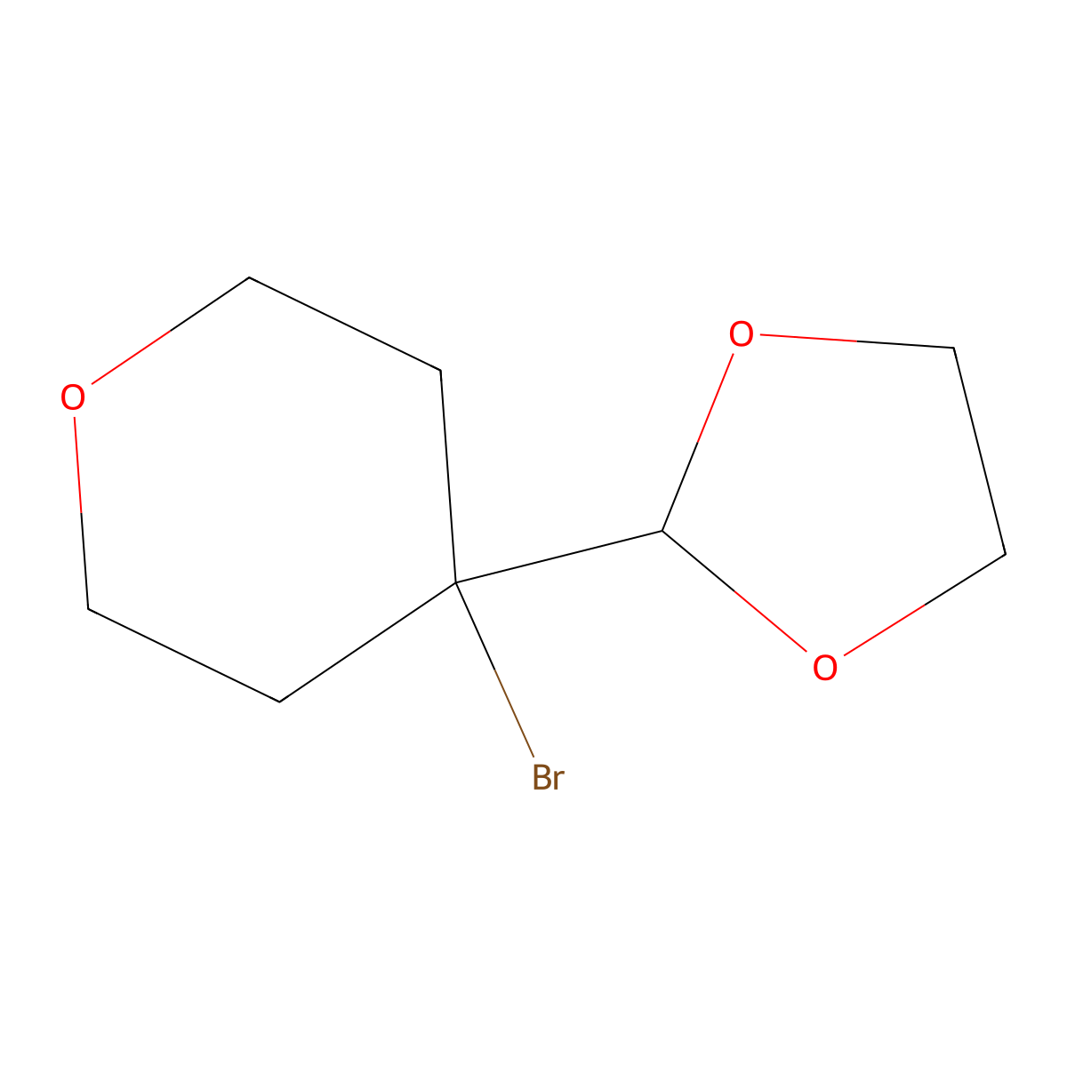 4-Bromo-4-(1,3-dioxolan-2-yl)oxane molecular structure, CAS 1823343-60-7