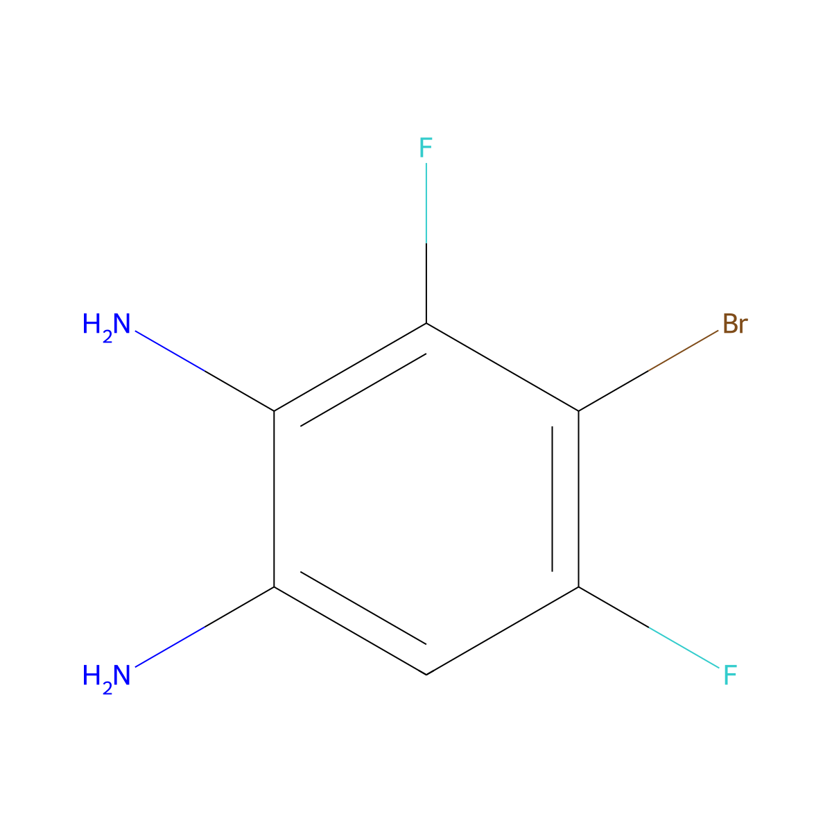 4-Bromo-3,5-difluorobenzene-1,2-diamine molecular structure, CAS 1823344-37-1