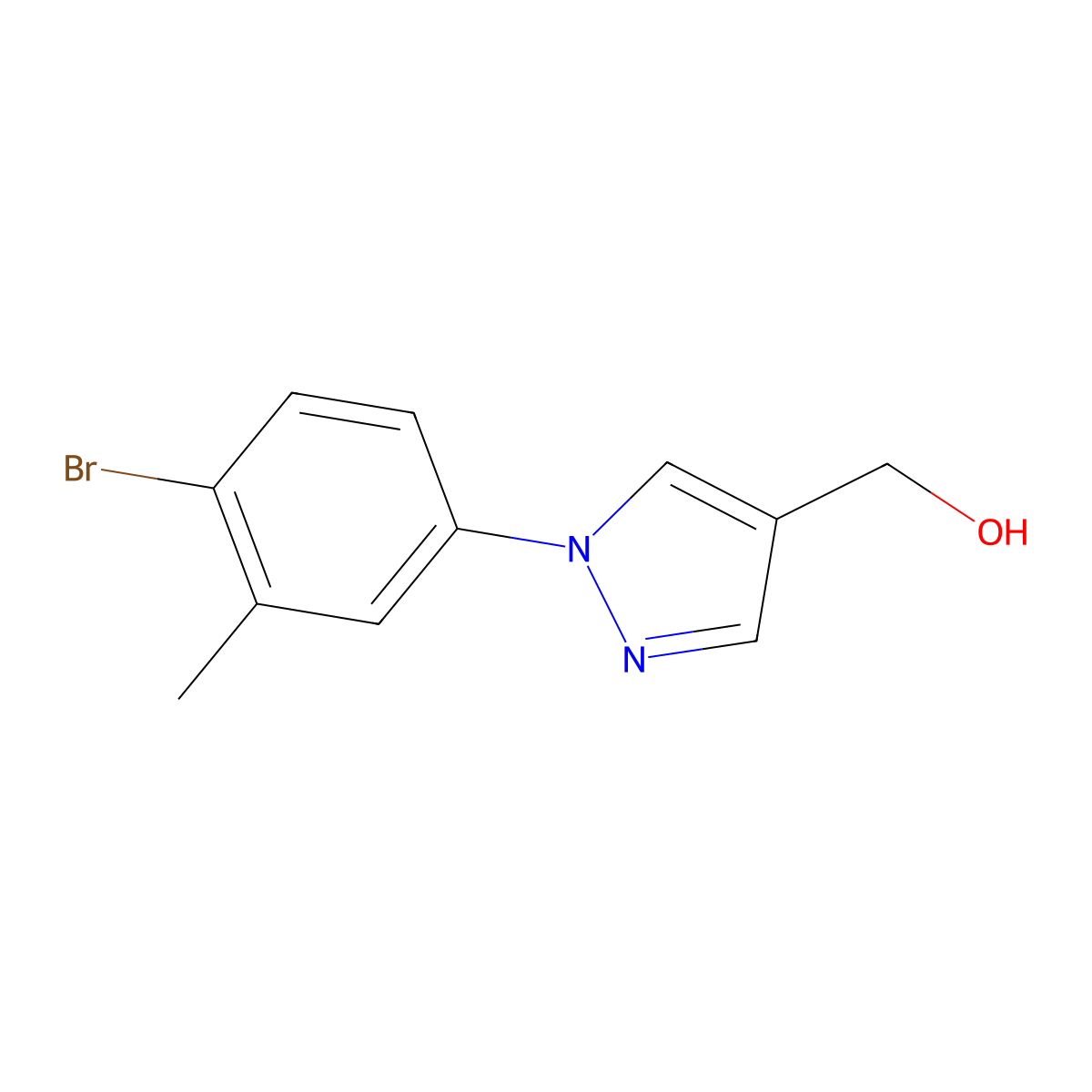 (1-(4-Bromo-3-methylphenyl)-1H-pyrazol-4-yl)methanol molecular structure, CAS 1823346-82-2