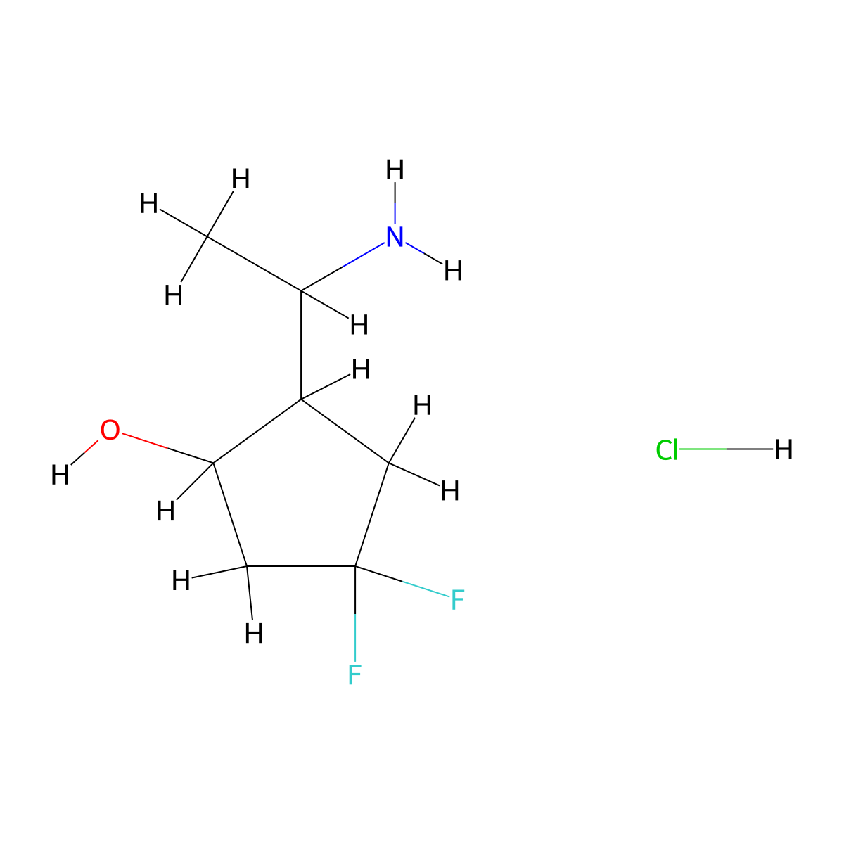 2-(1-Aminoethyl)-4,4-difluorocyclopentanol hydrochloride molecular structure, CAS 1823347-57-4