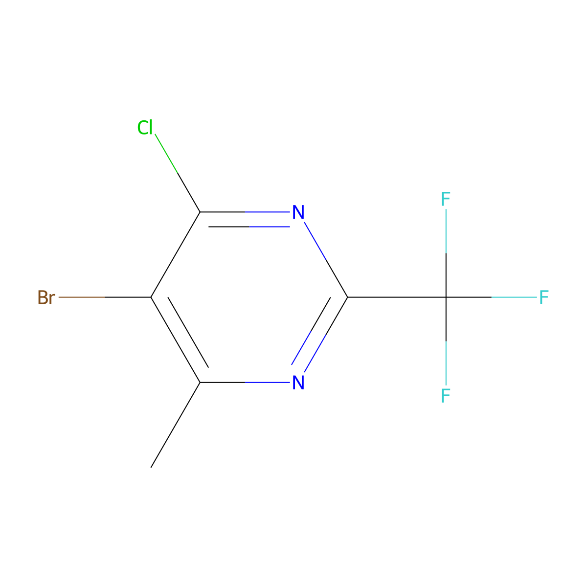 5-Bromo-4-chloro-6-methyl-2-(trifluoromethyl)pyrimidine molecular structure, CAS 1823351-67-2