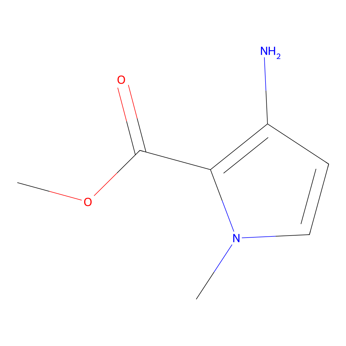 Methyl 3-amino-1-methyl-1H-pyrrole-2-carboxylate molecular structure, CAS 1823352-86-8
