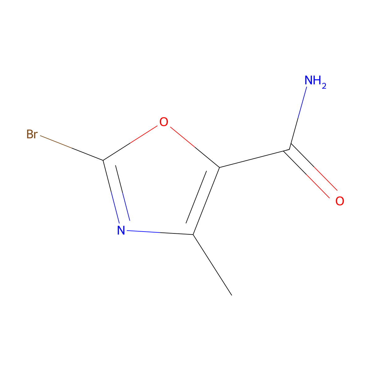 2-Bromo-4-methyloxazole-5-carboxamide molecular structure, CAS 1823352-95-9