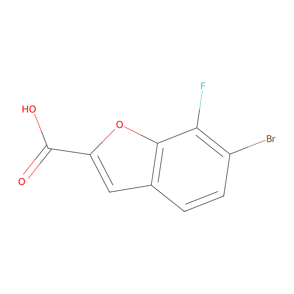 6-Bromo-7-fluoro-1-benzofuran-2-carboxylic acid molecular structure, CAS 1823358-68-4