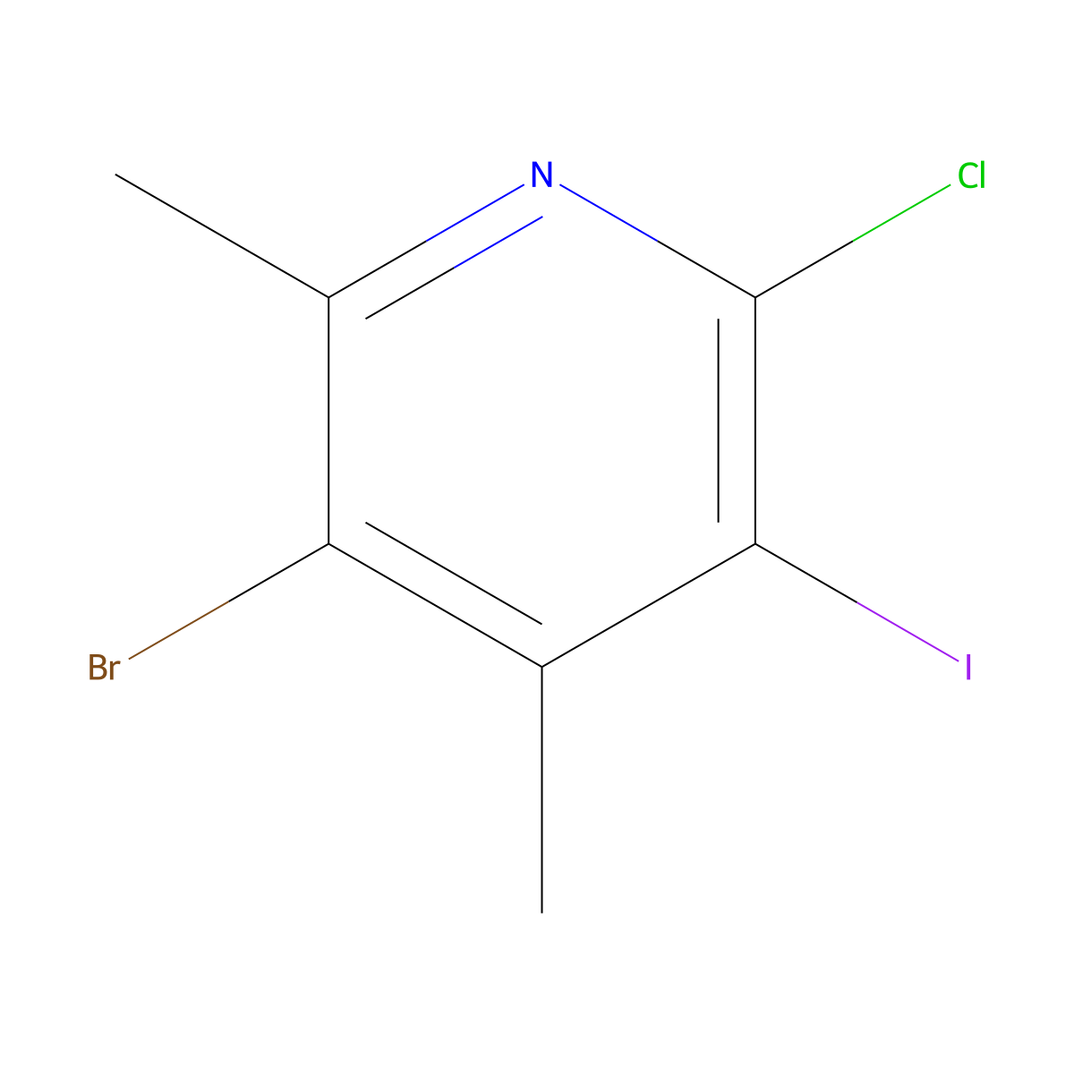 3-Bromo-6-chloro-5-iodo-2,4-dimethylpyridine molecular structure, CAS 1823359-68-7