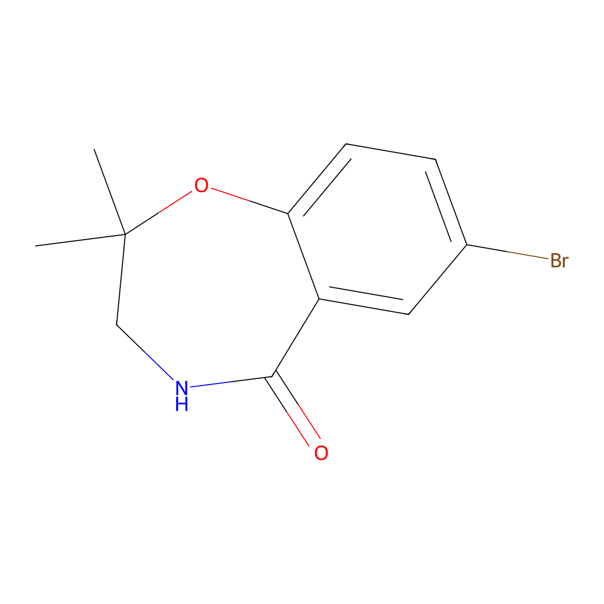 7-Bromo-2,2-dimethyl-2,3,4,5-tetrahydro-1,4-benzoxazepin-5-one molecular structure, CAS 1823364-17-5