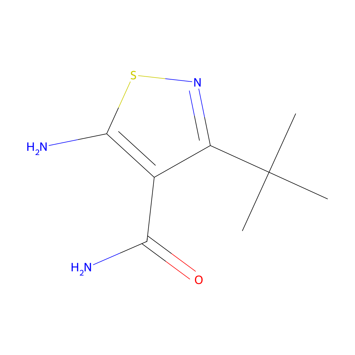 5-Amino-3-(tert-butyl)isothiazole-4-carboxamide molecular structure, CAS 1823364-53-9