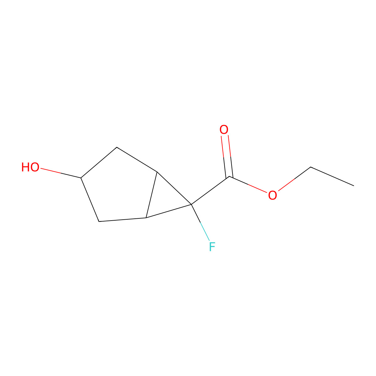 Ethyl 6-fluoro-3-hydroxybicyclo[3.1.0]hexane-6-carboxylate molecular structure, CAS 1823364-71-1