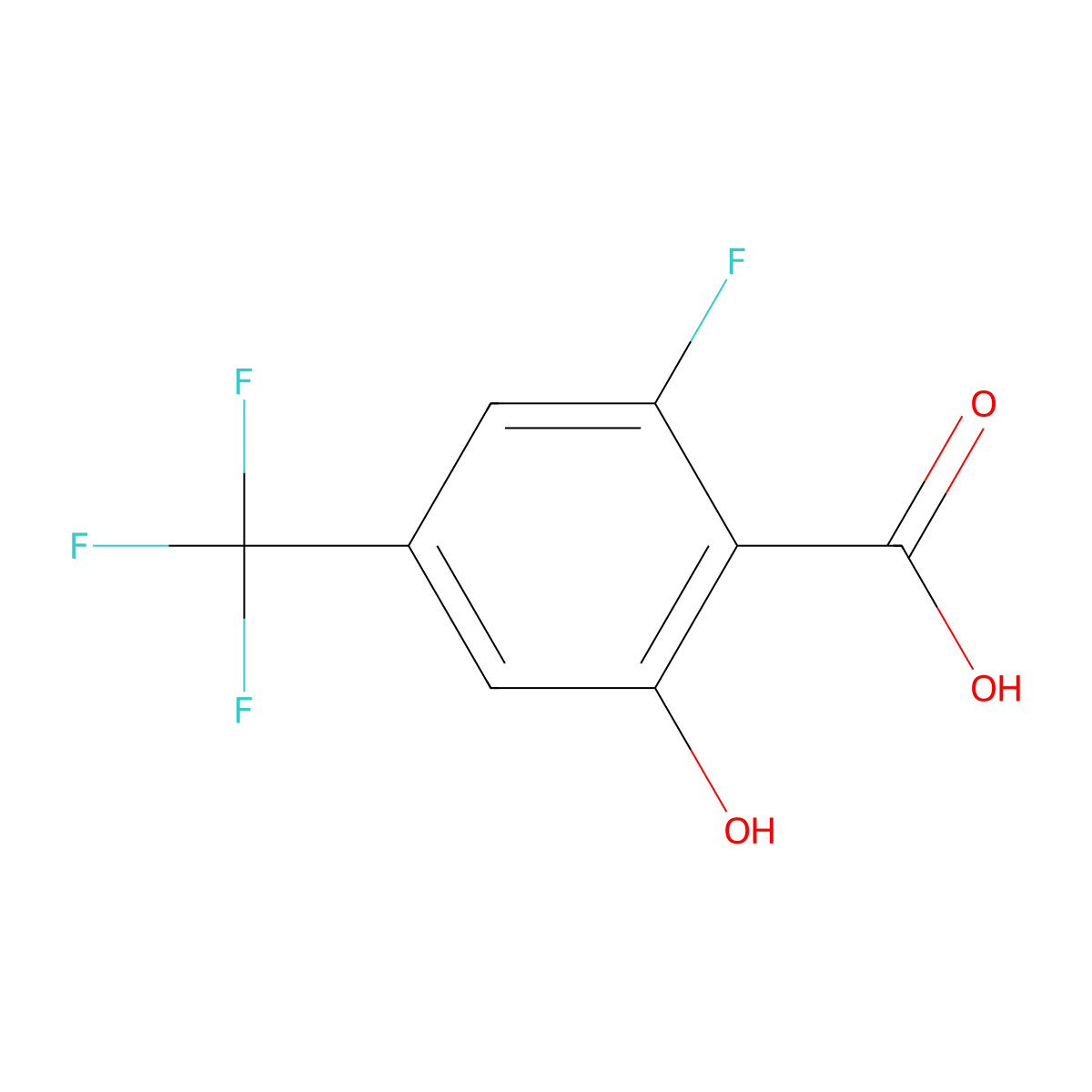 2-Fluoro-6-hydroxy-4-(trifluoromethyl)benzoic acid molecular structure, CAS 1823365-53-2