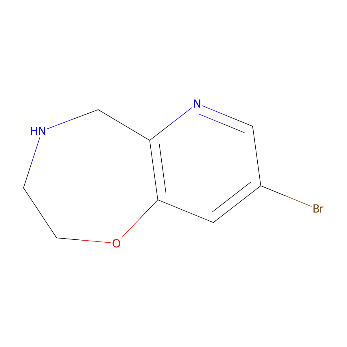 8-Bromo-2,3,4,5-tetrahydropyrido[2,3-f][1,4]oxazepine molecular structure, CAS 1823366-04-6