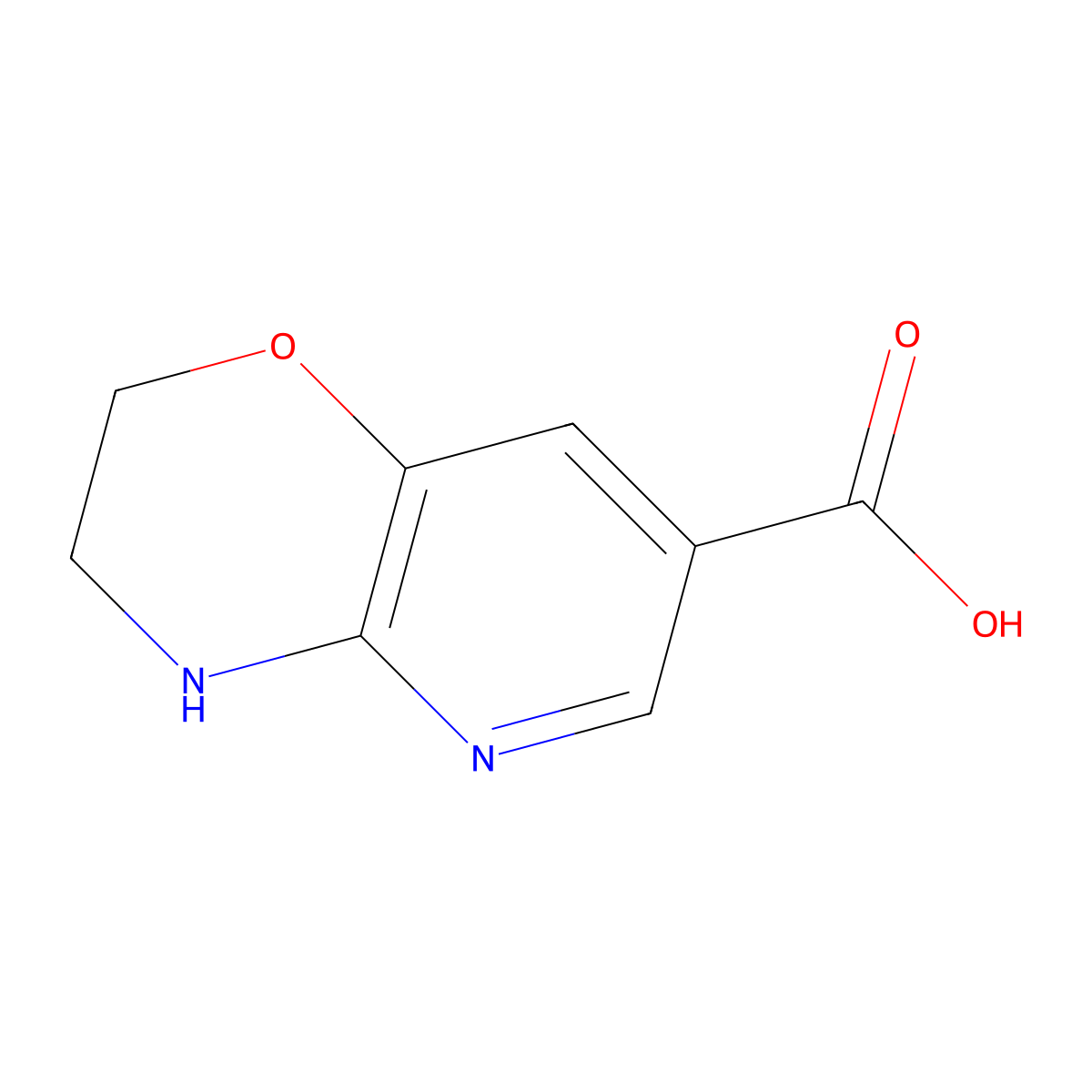 3,4-dihydro-2H-pyrido[3,2-b][1,4]oxazine-7-carboxylic acid molecular structure, CAS 1823366-40-0