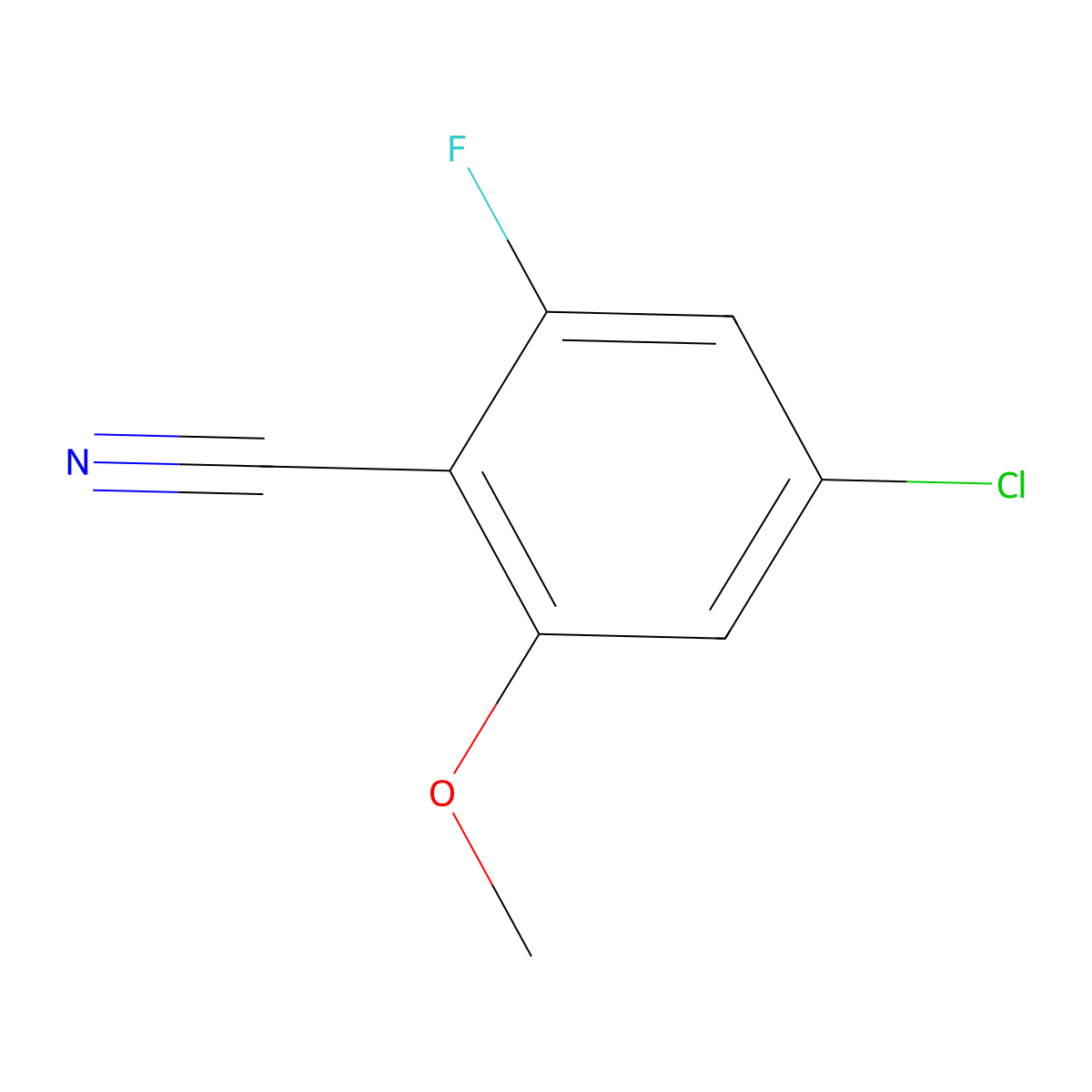 4-Chloro-2-fluoro-6-methoxybenzonitrile molecular structure, CAS 1823366-82-0