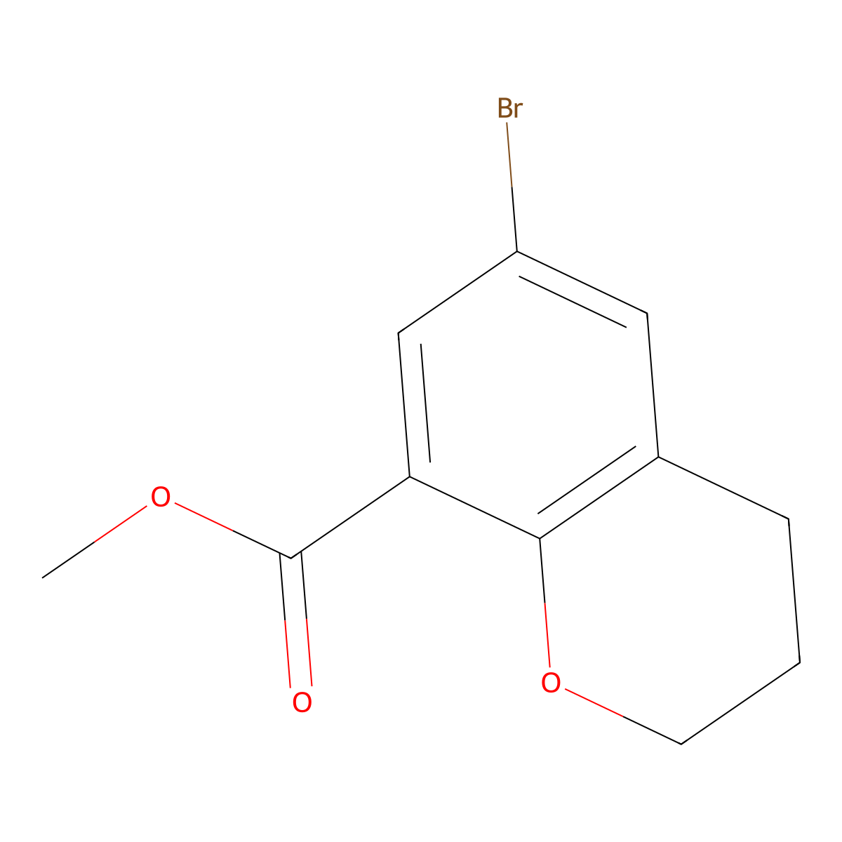 methyl 6-bromo-3,4-dihydro-2H-1-benzopyran-8-carboxylate molecular structure, CAS 1823367-46-9
