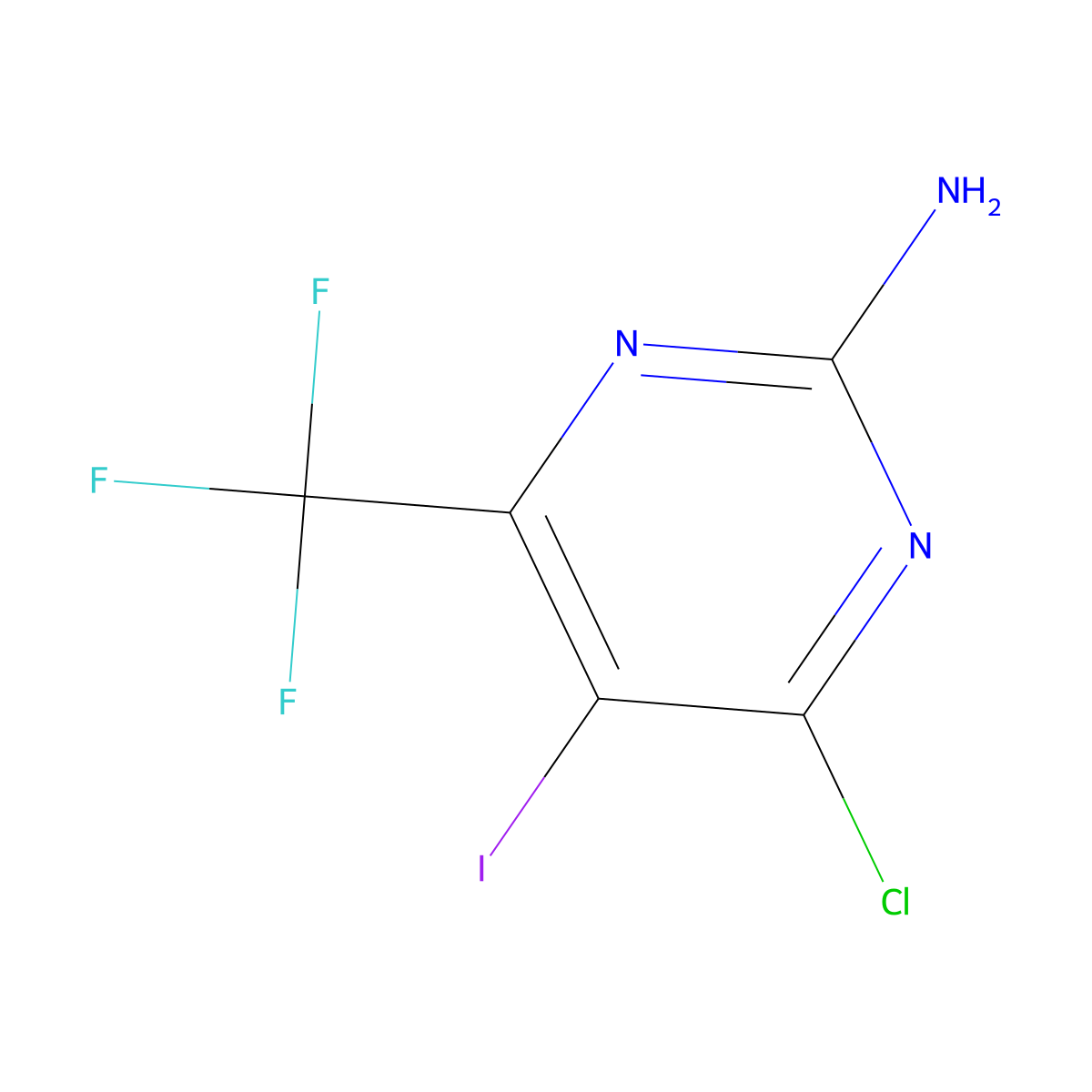4-Chloro-5-iodo-6-(trifluoromethyl)pyrimidin-2-amine molecular structure, CAS 1823367-97-0