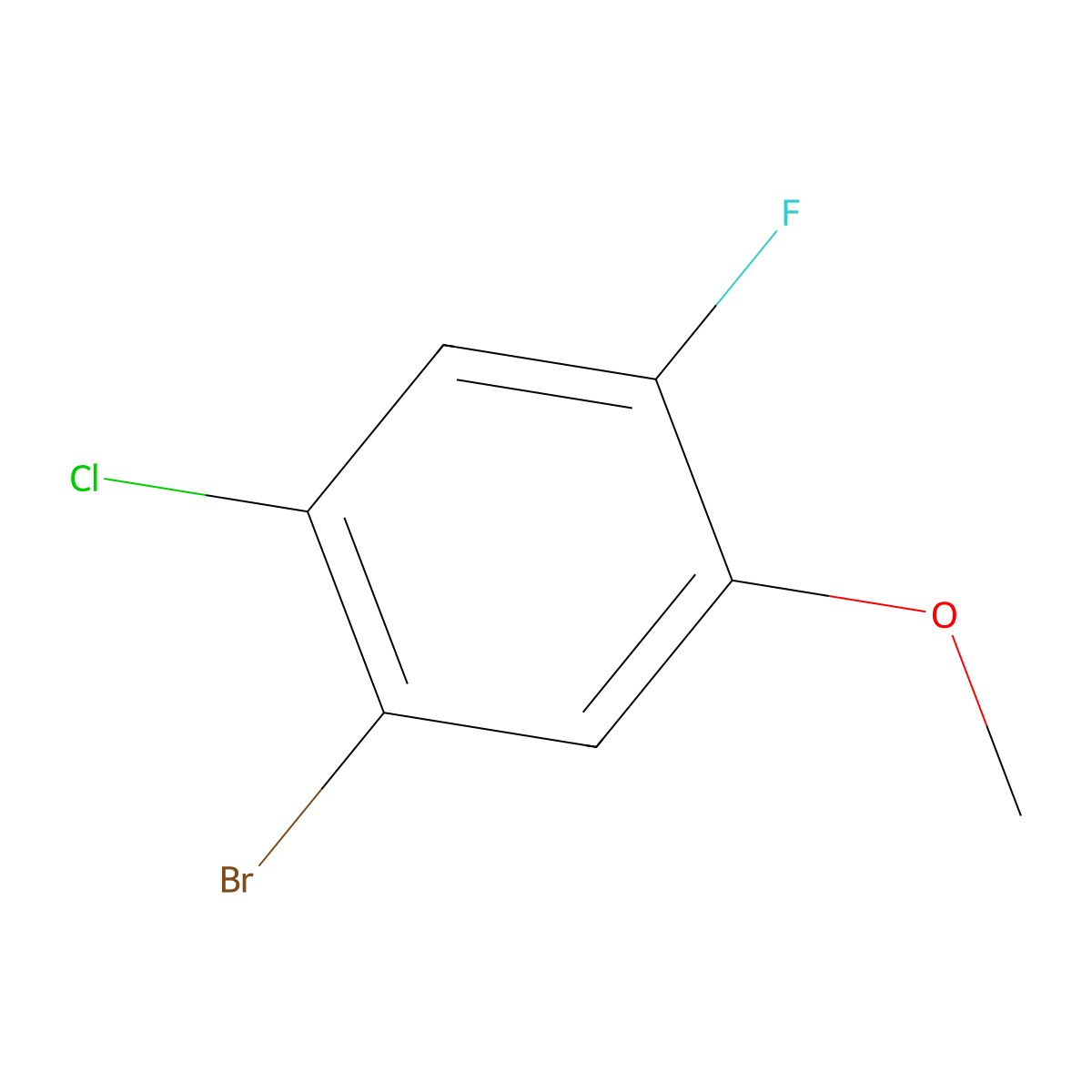 1-Bromo-2-chloro-4-fluoro-5-methoxybenzene molecular structure, CAS 1823372-35-5