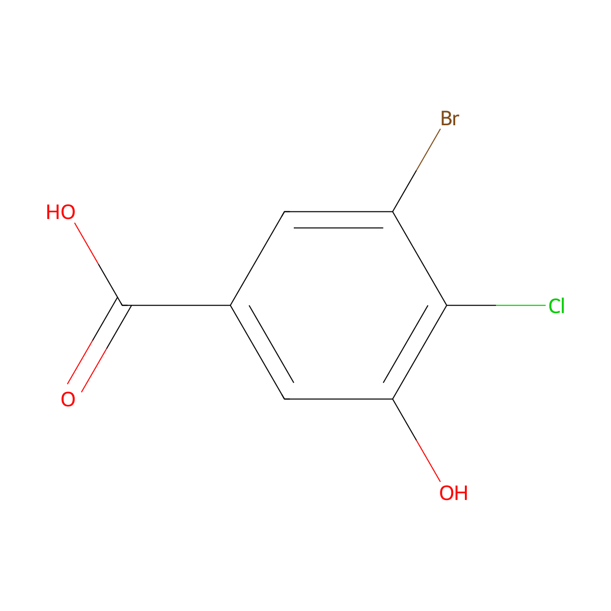 3-Bromo-4-chloro-5-hydroxybenzoic acid molecular structure, CAS 1823372-67-3