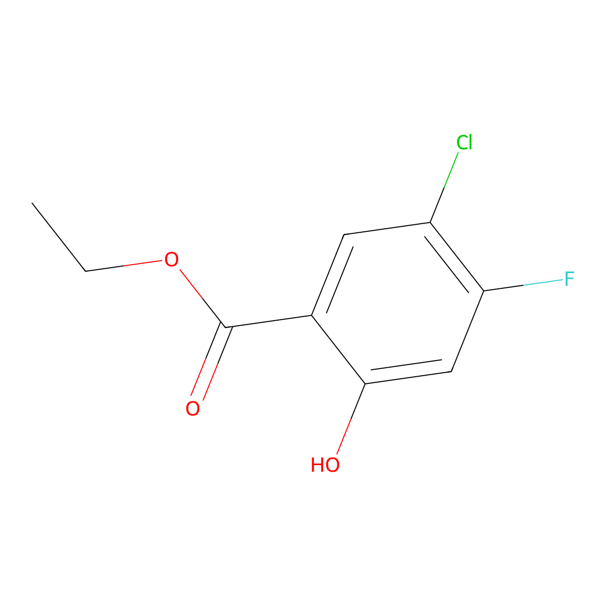Ethyl 5-chloro-4-fluoro-2-hydroxybenzoate molecular structure, CAS 1823375-29-6