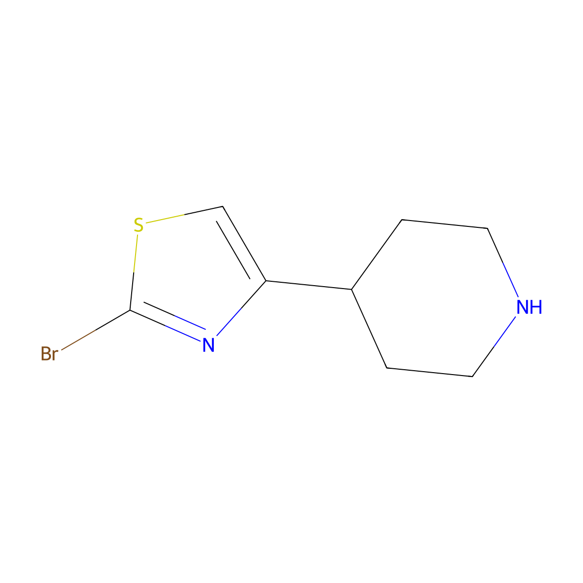 4-(2-Bromo-1,3-thiazol-4-yl)piperidine molecular structure, CAS 1823376-07-3