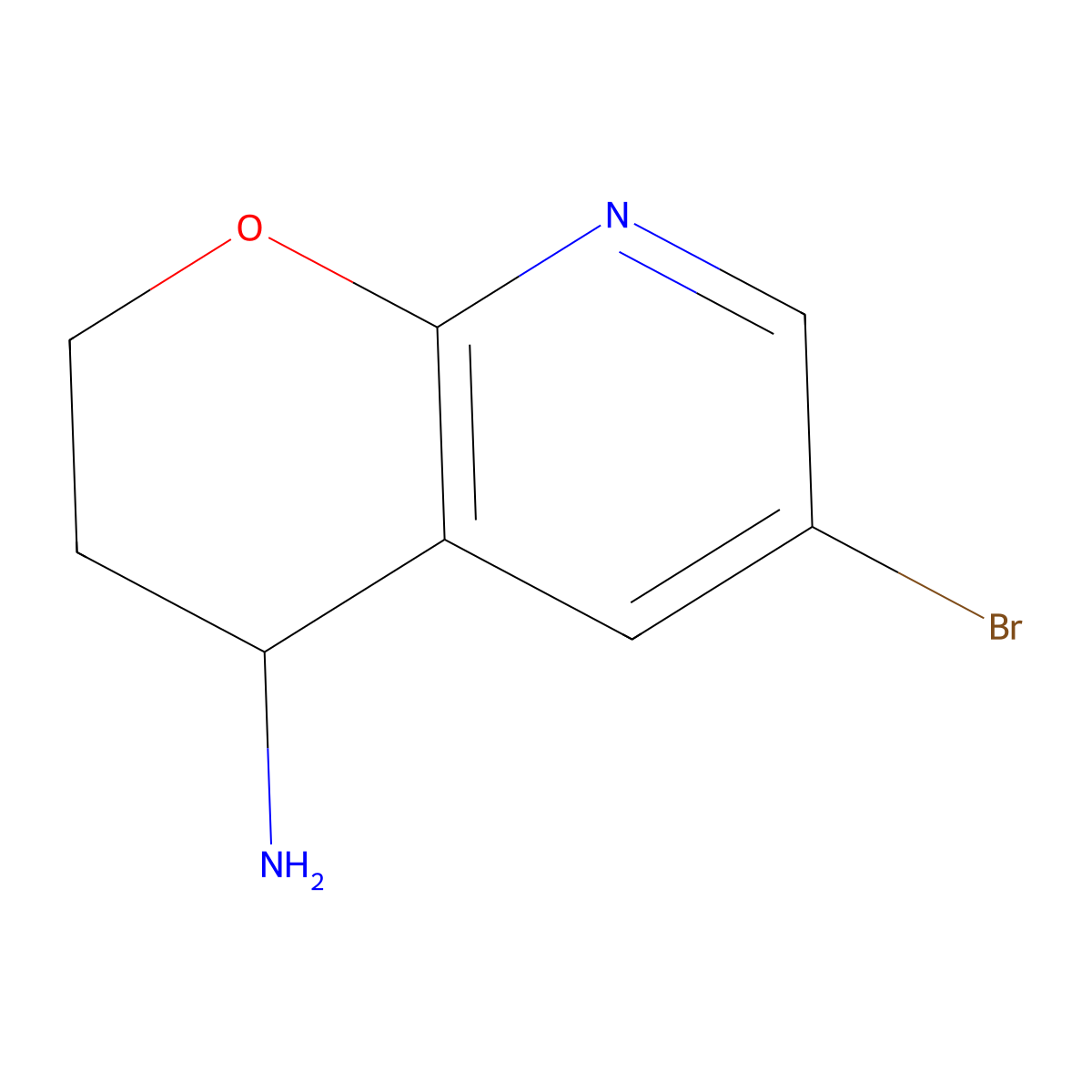 6-Bromo-2H,3H,4H-pyrano[2,3-B]pyridin-4-amine molecular structure, CAS 1823376-15-3