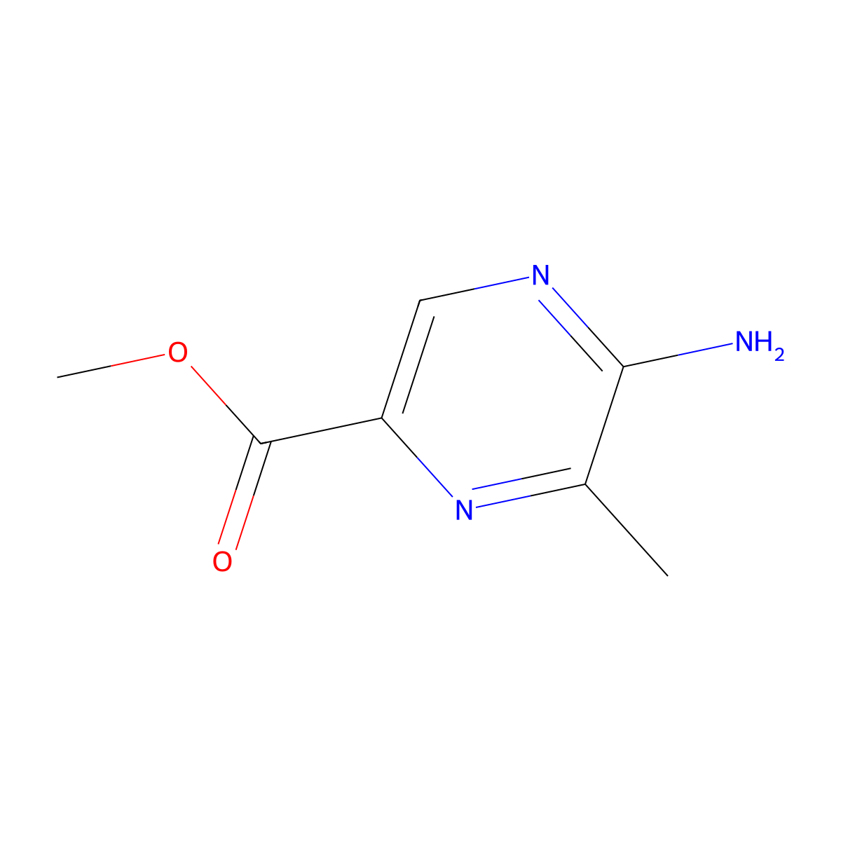 Methyl 5-amino-6-methylpyrazine-2-carboxylate molecular structure, CAS 1823377-24-7